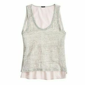 J.CREW WOMENS Stripe silk back linen tank top NWT jcrew grey Blue L J.CREW WOMENS Stripe silk back linen tank top NWT jcrew grey Blue L